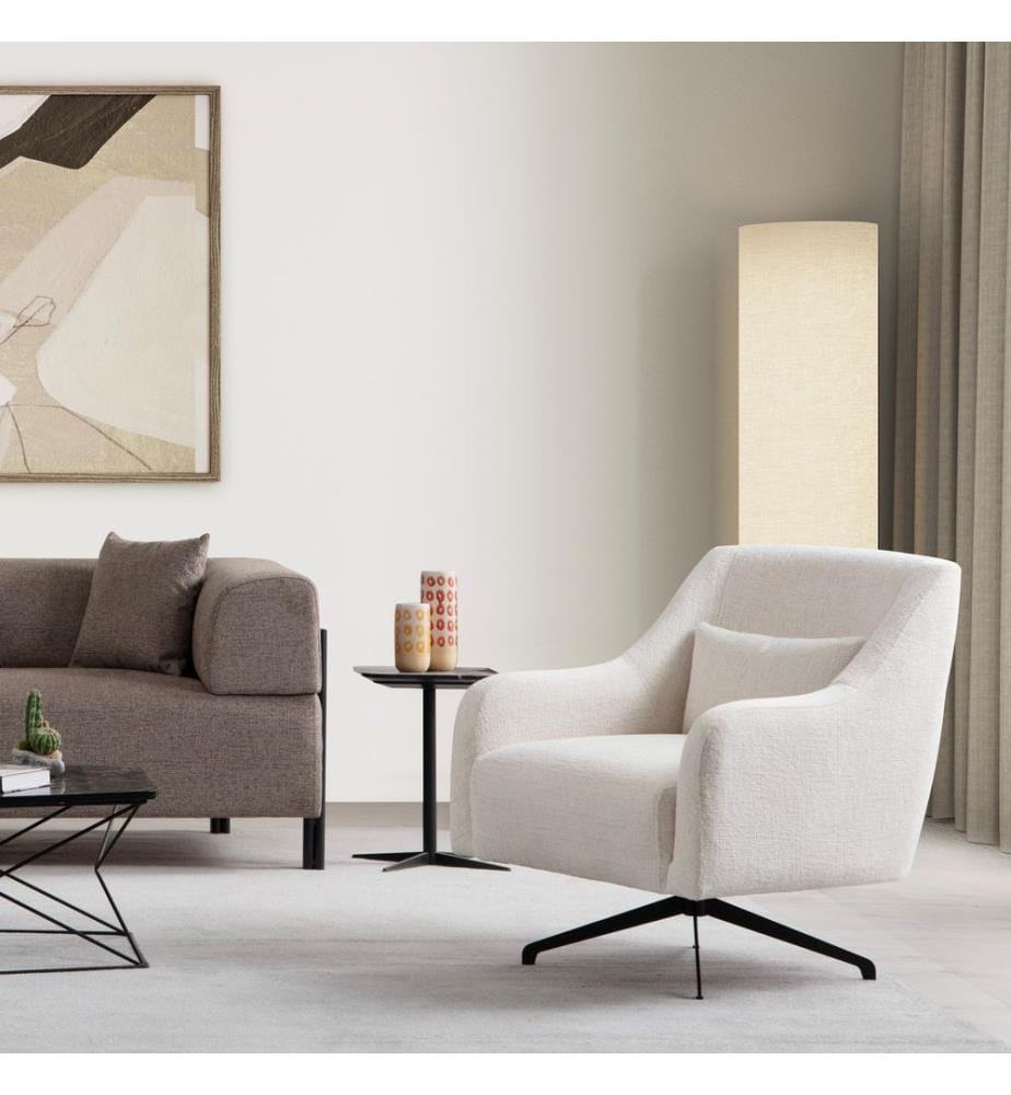 Ohrensessel, Weiss, Gestell: Buchenholz / Chipboard, Stoff: 100% Polyester
