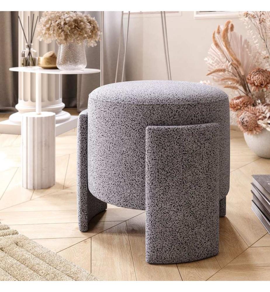 Pouf, gris, mousse grise 28 DNS / mousse blanche 14 DNS