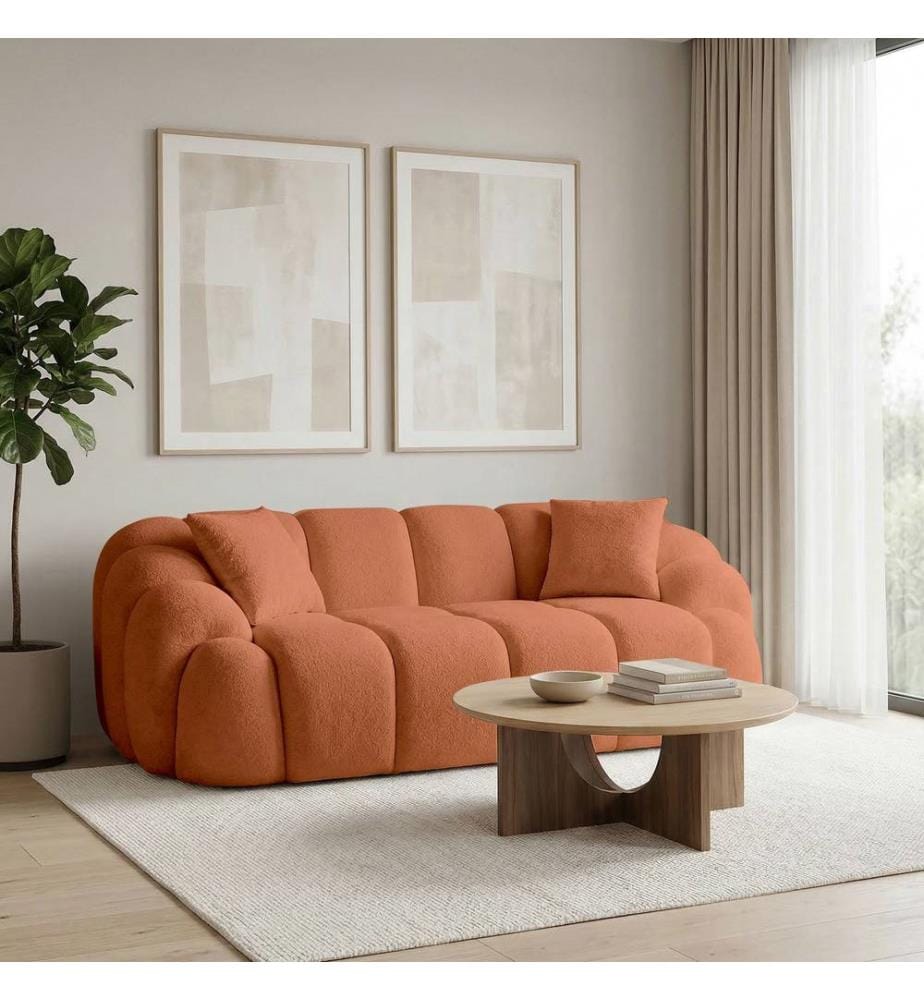 2-Sitzer-Sofa, 70 % Hornholz / 30 % melaminbeschichtete Spanplatte, Fliesenrot