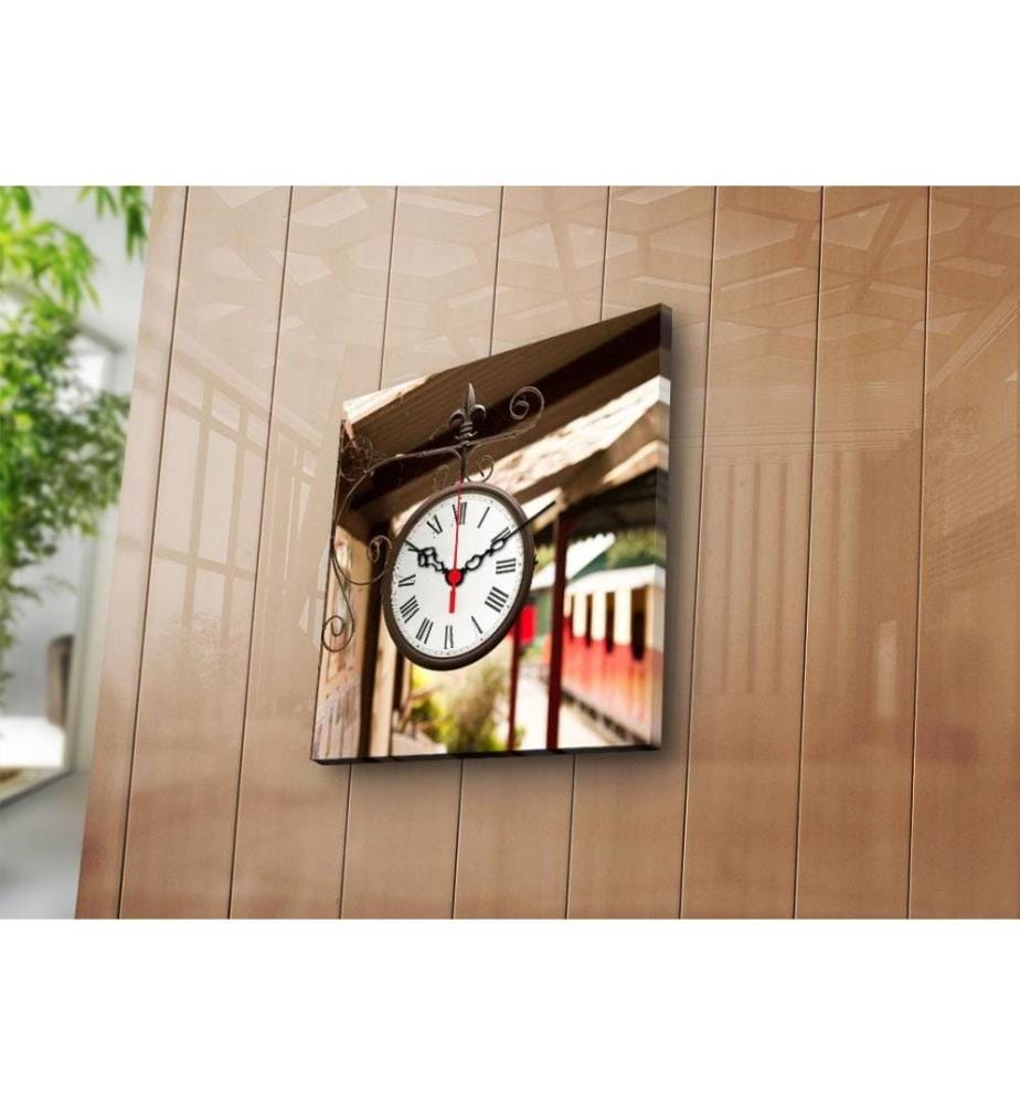 Dekorative Wanduhr aus Leinwand, Multicolor, Wildleder-Leinwand
