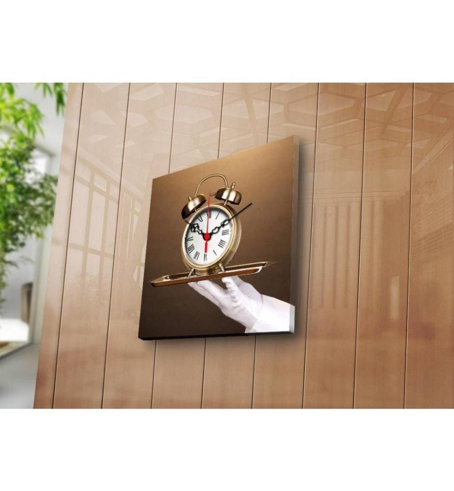 Dekorative Wanduhr aus Leinwand, Multicolor, Wildleder-Leinwand