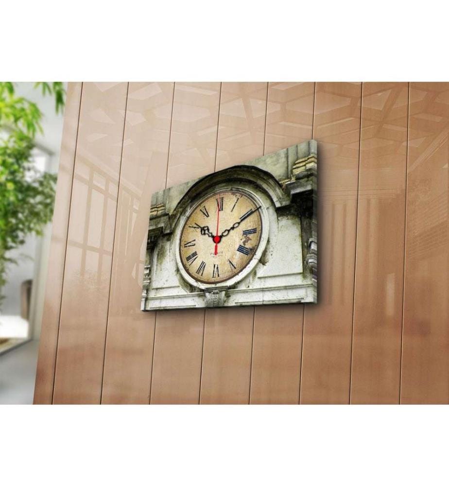 Dekorative Wanduhr aus Leinwand, Multicolor, Wildleder-Leinwand