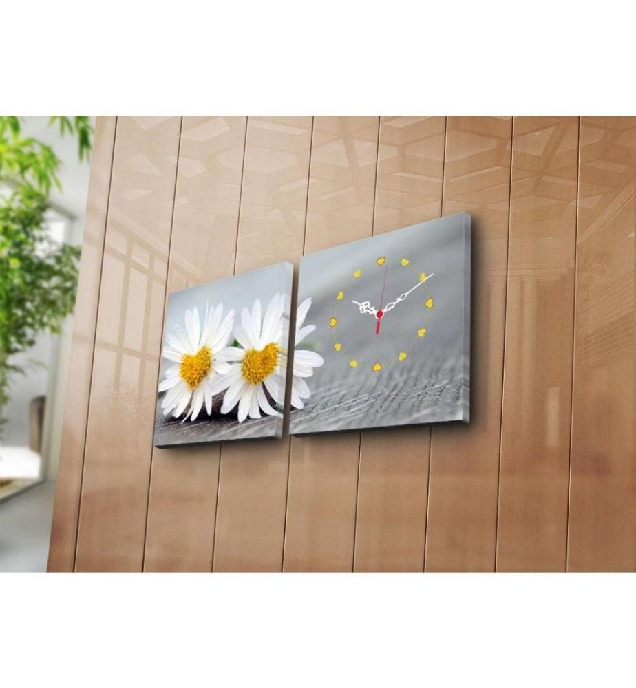 Dekorative Wanduhr aus Leinwand, 2 Stück, Multicolor, Wildleder-Leinwand
