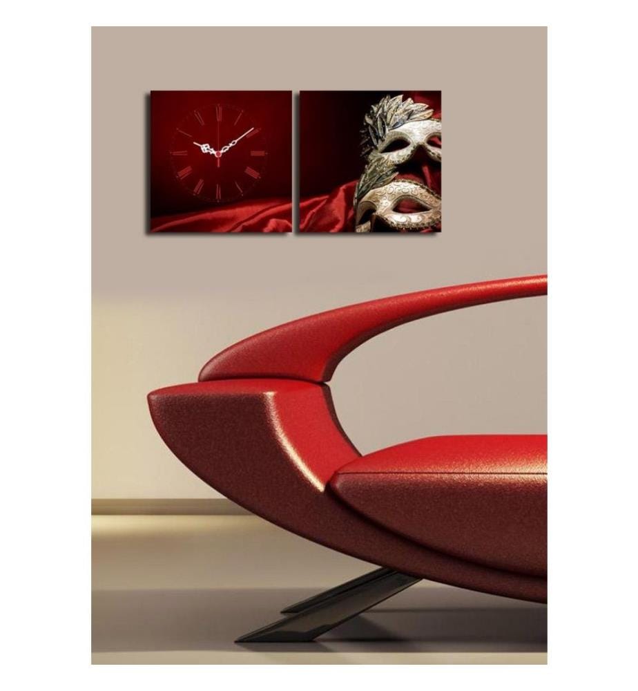 Dekorative Wanduhr aus Leinwand, 2 Stück, Multicolor, Wildleder-Leinwand