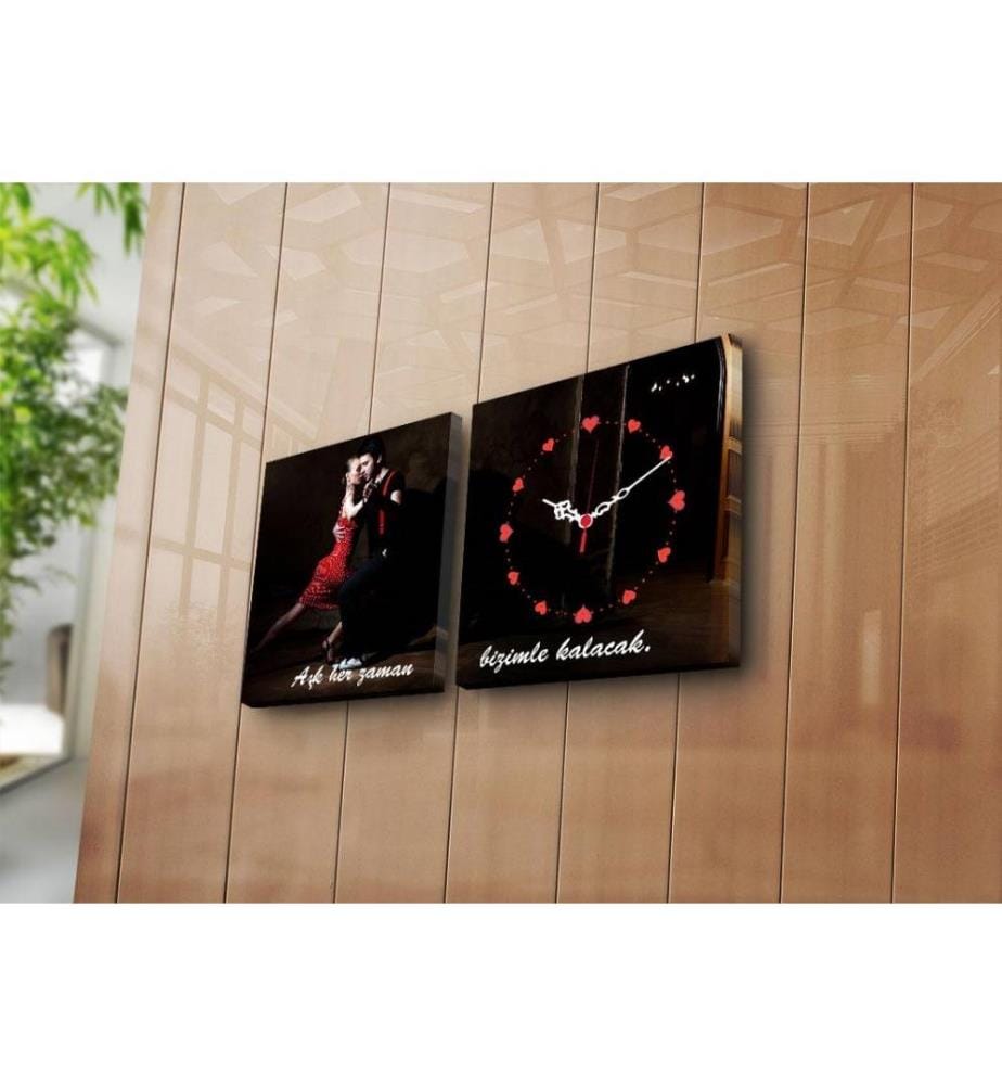 Dekorative Wanduhr aus Leinwand, 2 Stück, Multicolor, Wildleder-Leinwand