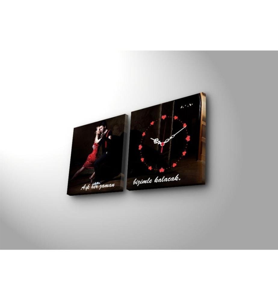 Dekorative Wanduhr aus Leinwand, 2 Stück, Multicolor, Wildleder-Leinwand