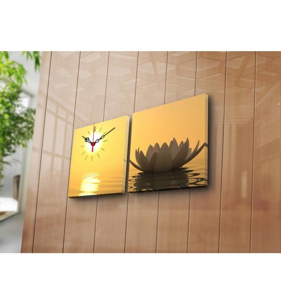 Dekorative Wanduhr aus Leinwand, 2 Stück, Multicolor, Wildleder-Leinwand