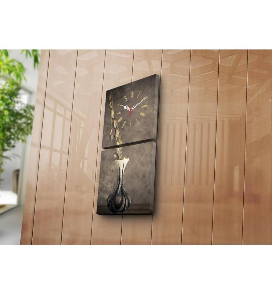 Dekorative Wanduhr aus Leinwand, 2 Stück, Multicolor, Wildleder-Leinwand