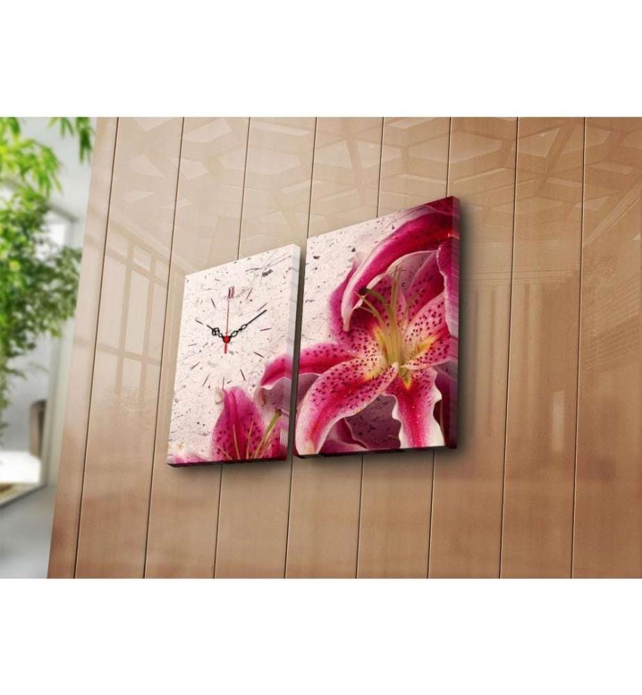 Dekorative Wanduhr aus Leinwand, 2 Stück, Multicolor, Wildleder-Leinwand