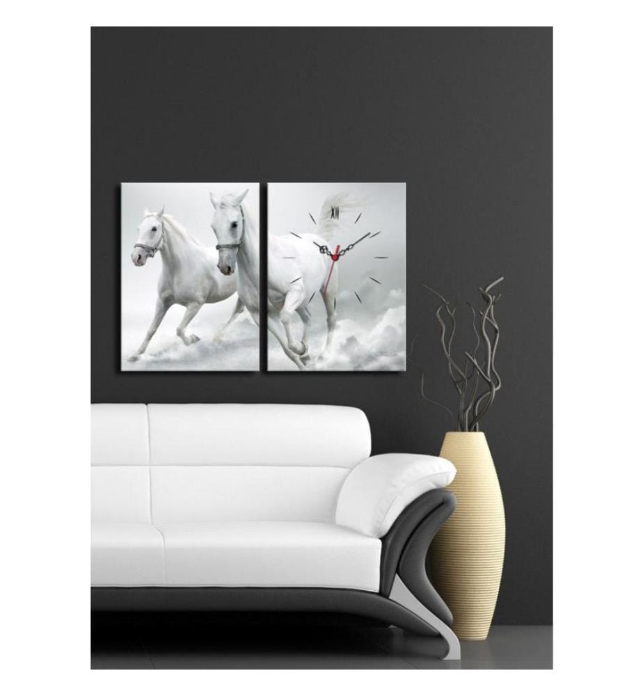 Dekorative Wanduhr aus Leinwand, 2 Stück, Multicolor, Wildleder-Leinwand