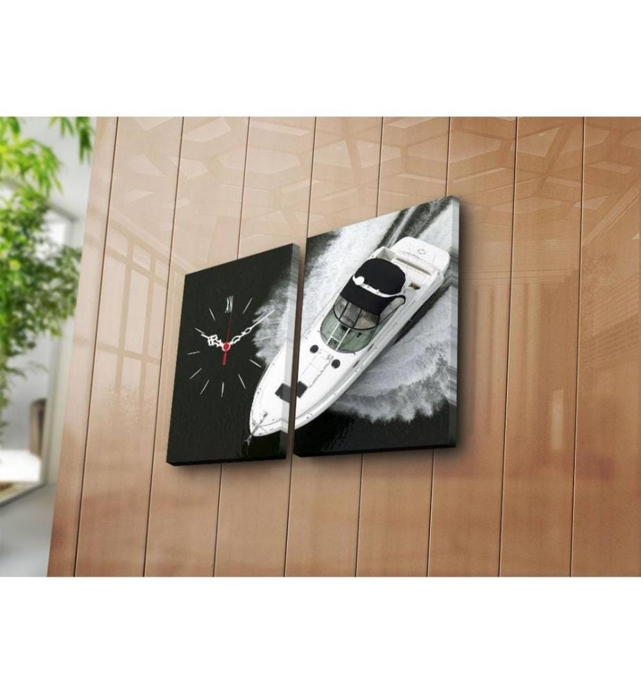 Dekorative Wanduhr aus Leinwand, 2 Stück, Multicolor, Wildleder-Leinwand