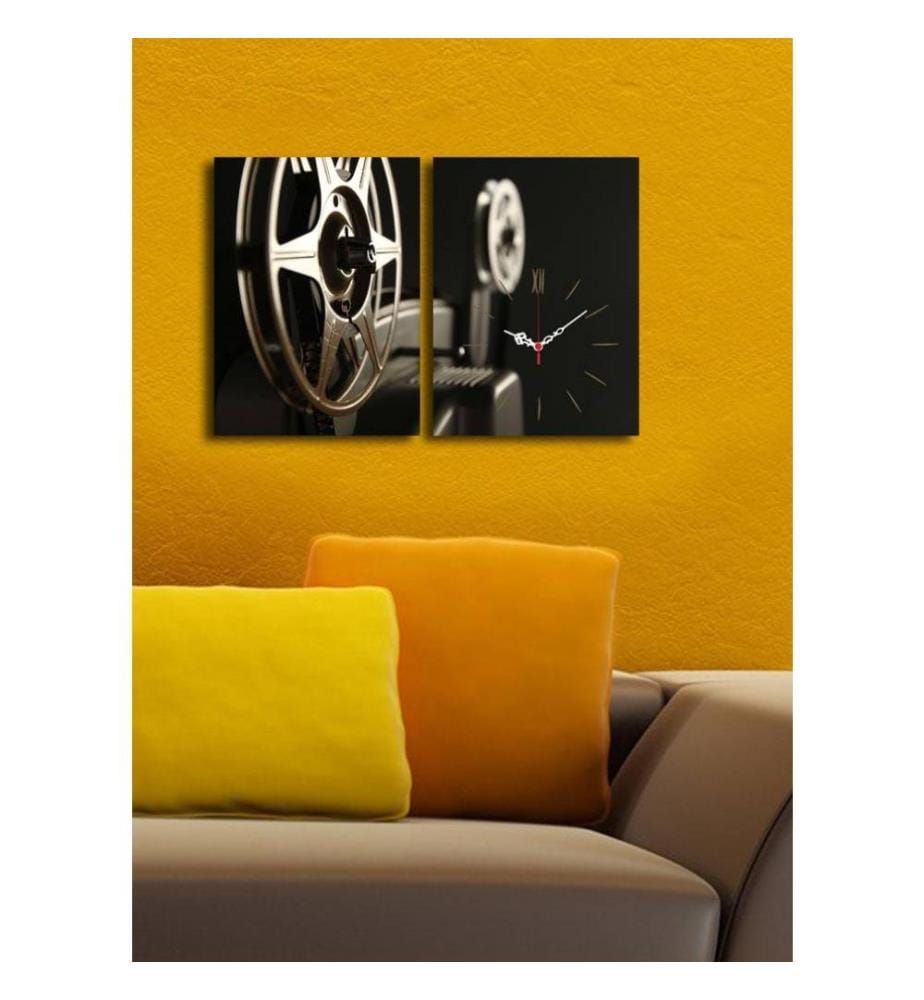 Dekorative Wanduhr aus Leinwand, 2 Stück, Multicolor, Wildleder-Leinwand