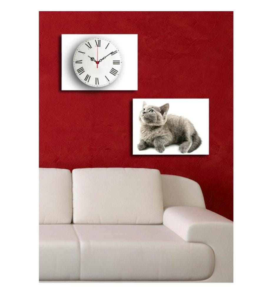 Dekorative Wanduhr aus Leinwand, 2 Stück, Multicolor, Wildleder-Leinwand