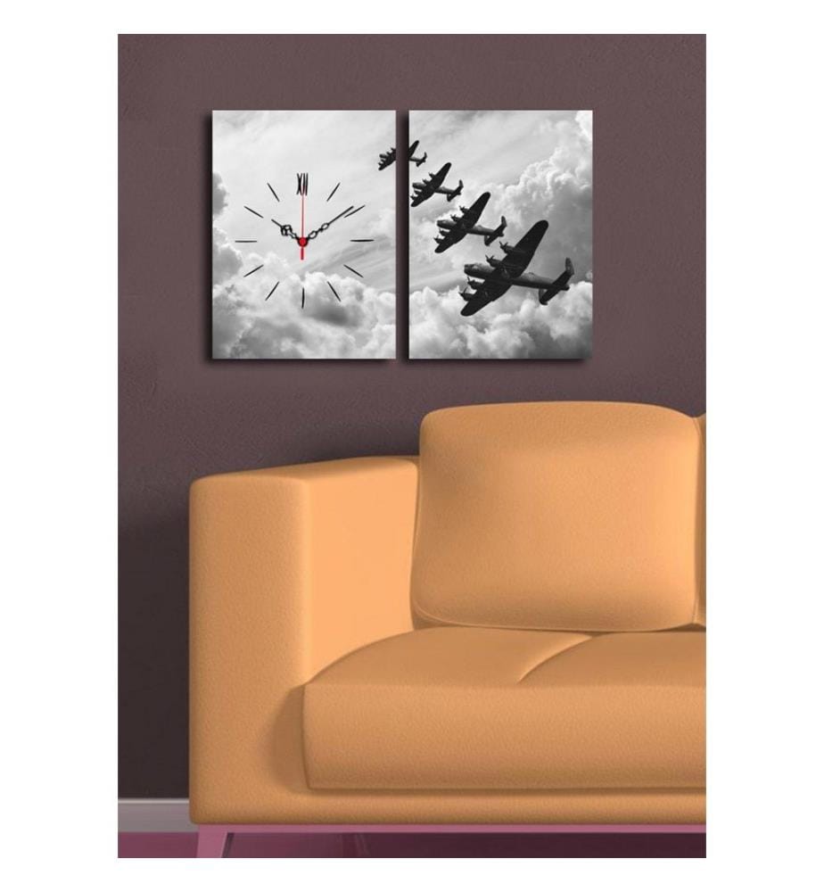 Dekorative Wanduhr aus Leinwand, 2 Stück, Multicolor, Wildleder-Leinwand