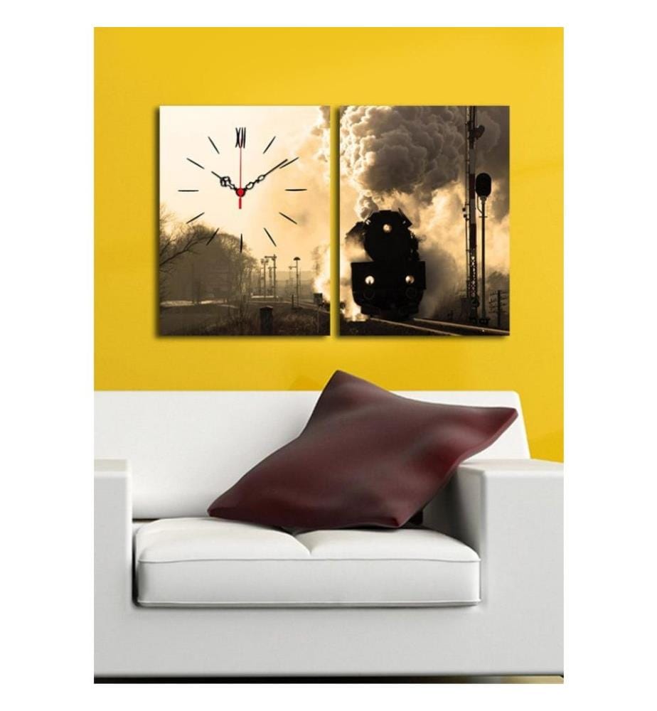 Dekorative Wanduhr aus Leinwand, 2 Stück, Multicolor, Wildleder-Leinwand