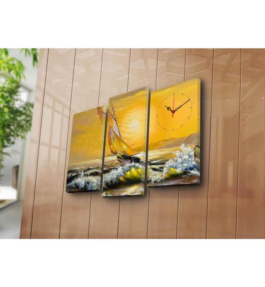 Dekorative Wanduhr aus Leinwand, 3 Stück, Multicolor, Wildleder-Leinwand