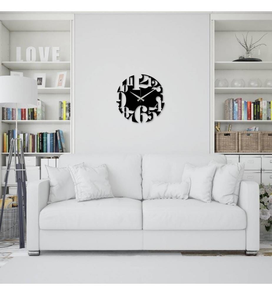 Horloge murale décorative en métal, noir, métal