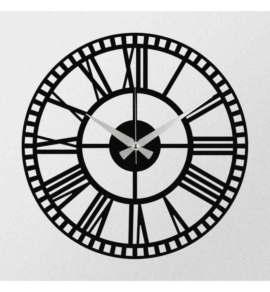 Dekorative Wanduhr aus Metall, Schwarz, Metall