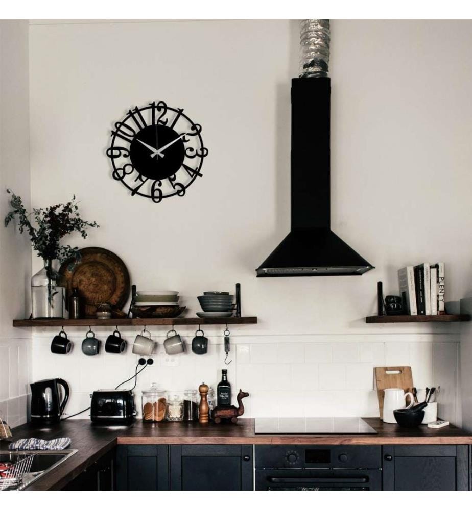 Decorative Metal Wall Clock, Black, Metal