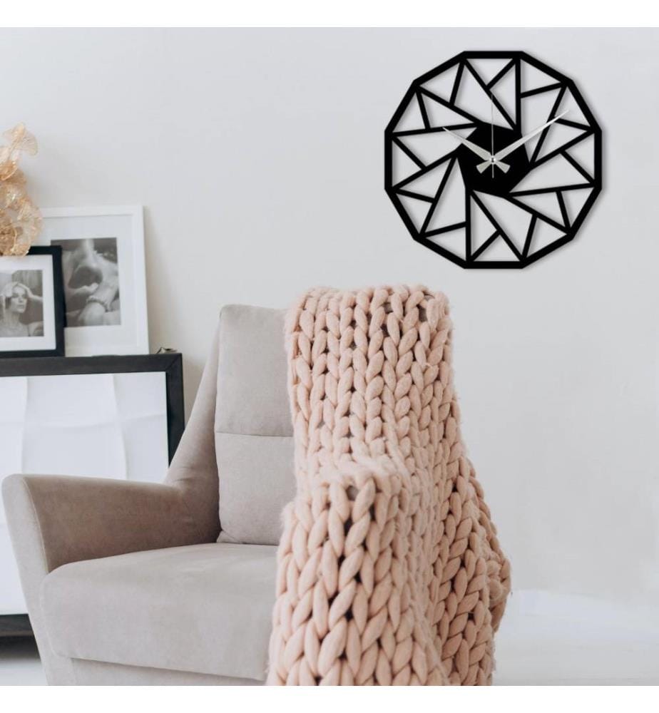 Dekorative Wanduhr aus Metall, Schwarz, Metall