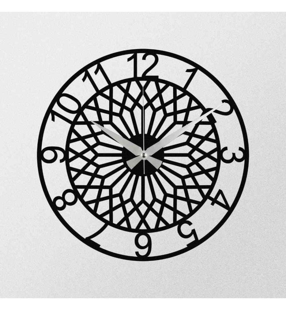 Dekorative Wanduhr aus Metall, Schwarz, Metall