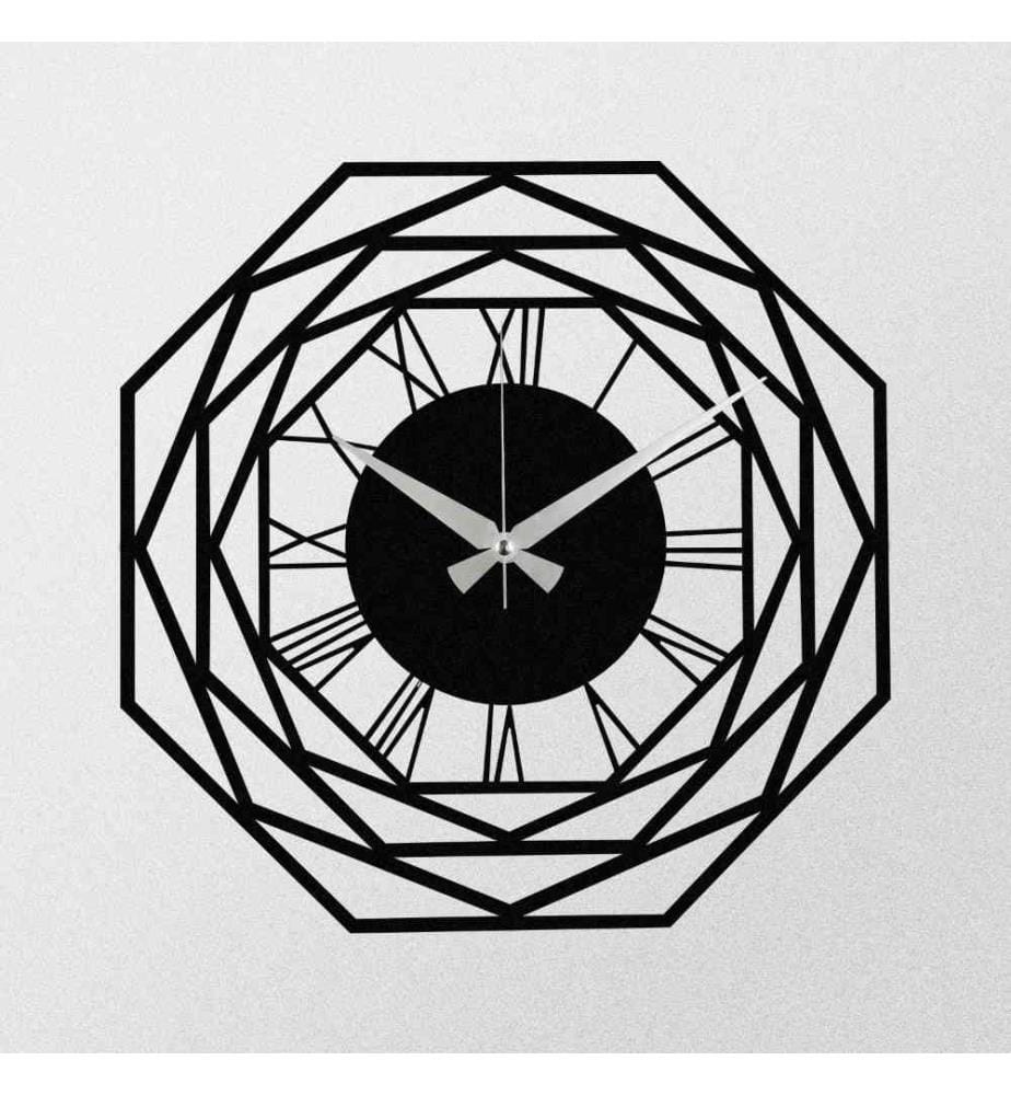 Dekorative Wanduhr aus Metall, Schwarz, Metall