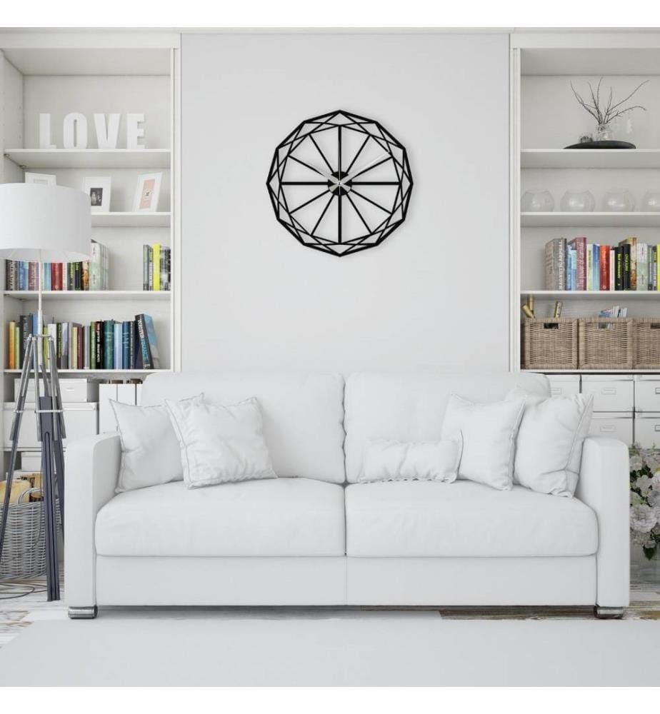 Decorative Metal Wall Clock, Black, Metal