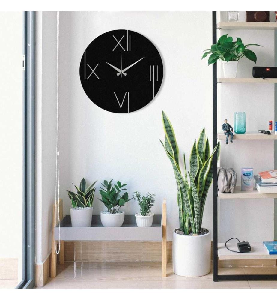 Horloge murale décorative en métal, noir, métal