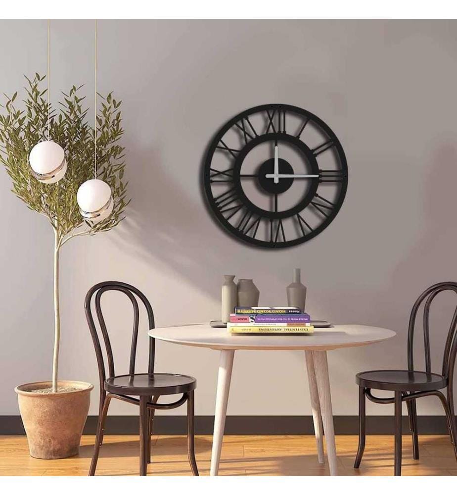 Orologio decorativo da parete in metallo, nero, metallo