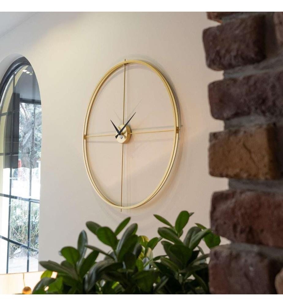 Orologio decorativo da parete in metallo, oro, acciaio