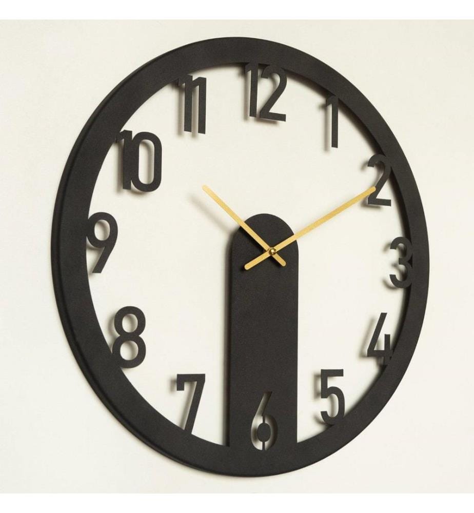 Orologio decorativo da parete in metallo, nero, oro, acciaio