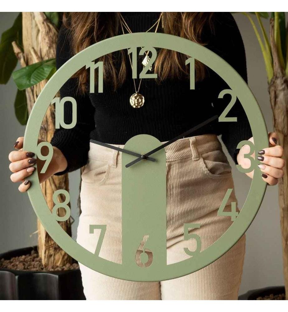 Horloge murale décorative en métal, vert, acier