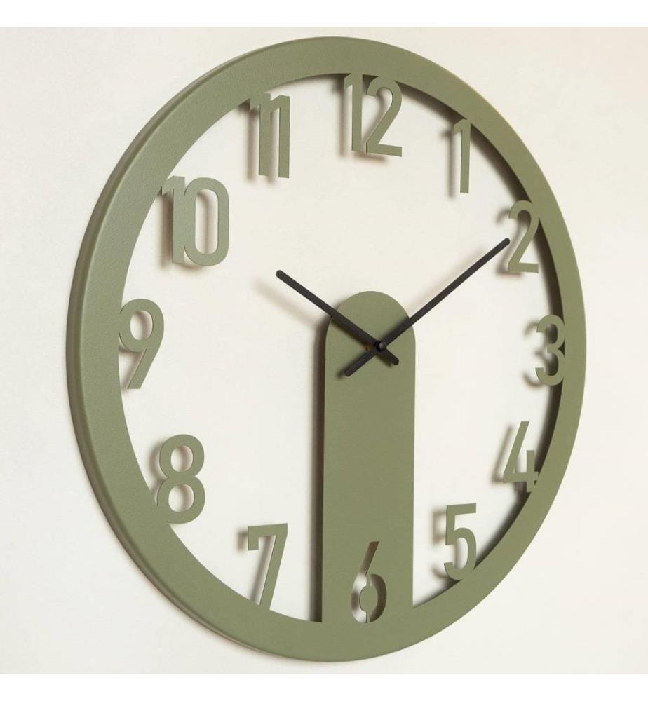 Horloge murale décorative en métal, vert, acier