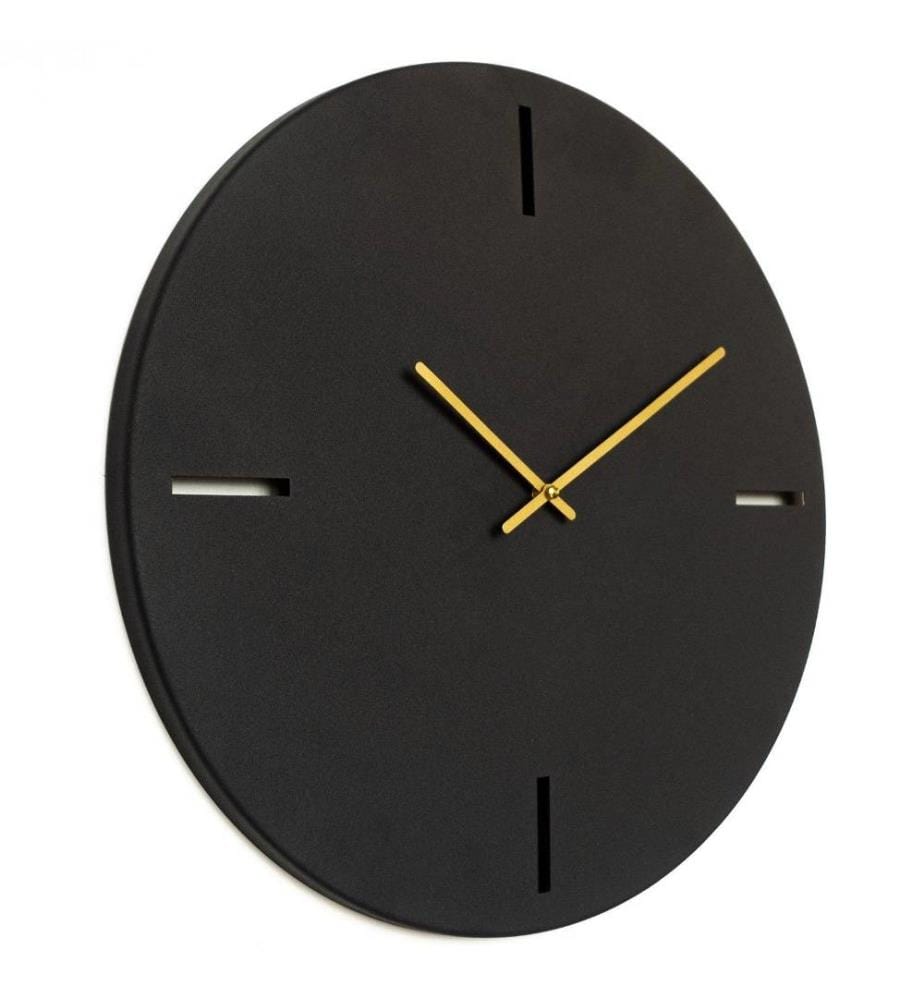 Orologio decorativo da parete in metallo, nero, oro, acciaio