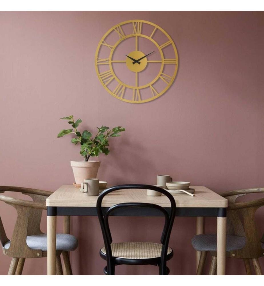 Horloge murale décorative en métal, or, acier