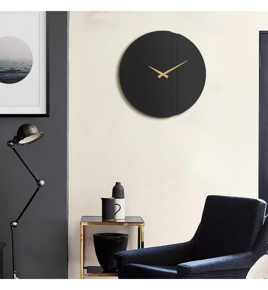 Orologio decorativo da parete in metallo, nero, oro, acciaio