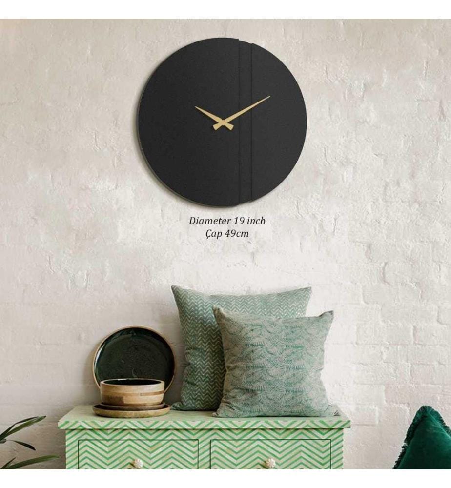 Orologio decorativo da parete in metallo, nero, oro, acciaio