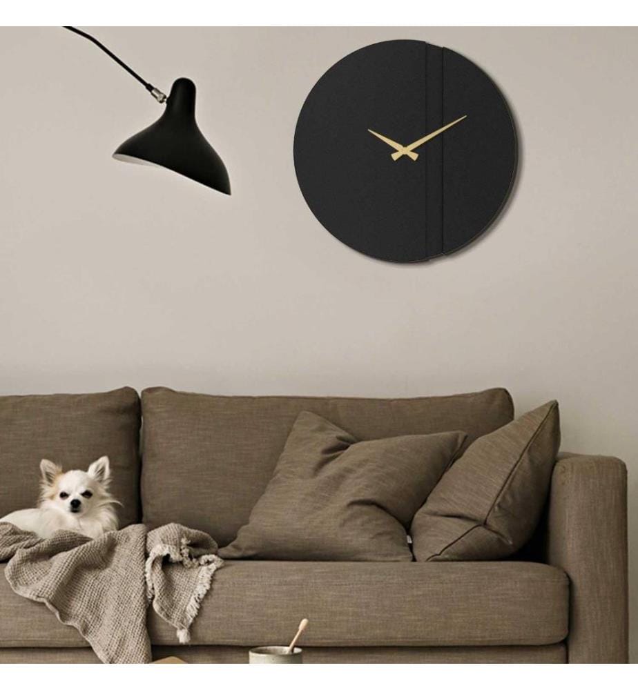 Orologio decorativo da parete in metallo, nero, oro, acciaio