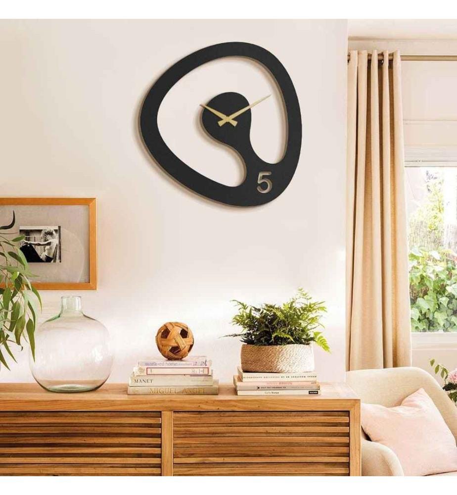 Dekorative Wanduhr aus Metall, Schwarz, Gold, Stahl