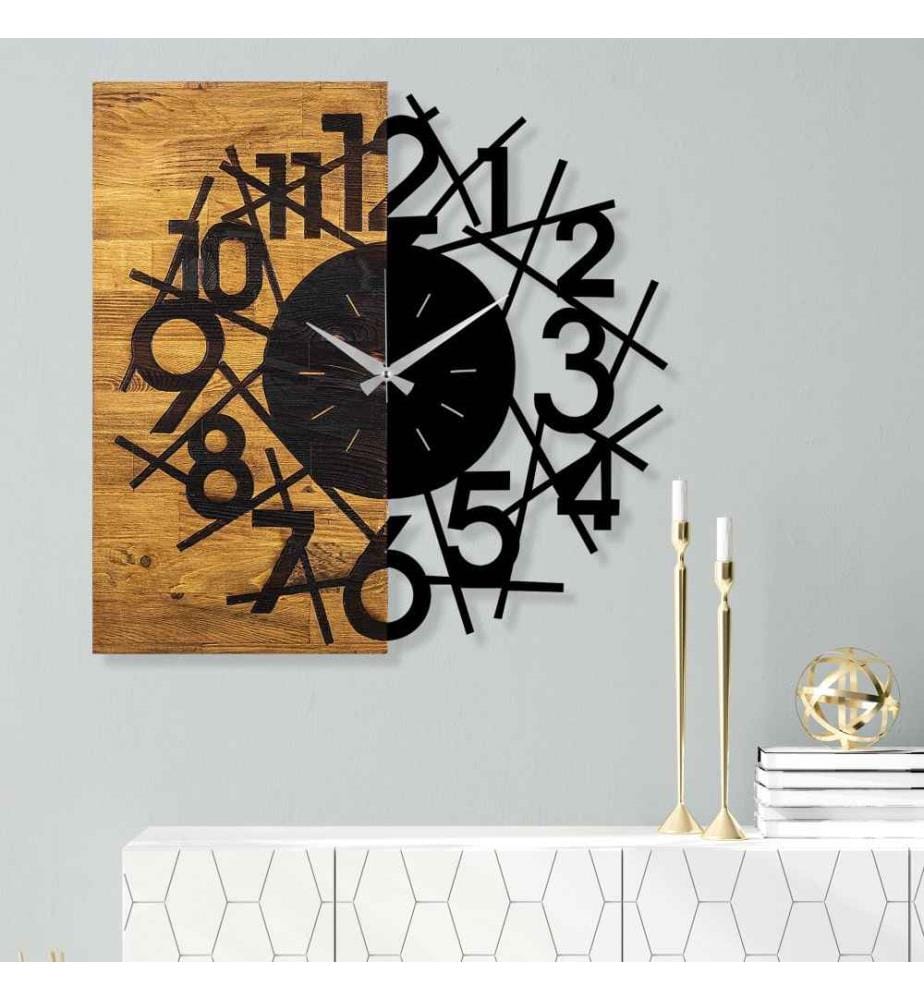 Horloge murale décorative en bois, noyer noir, bois