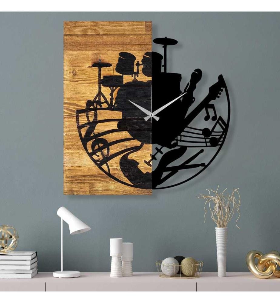 Horloge murale décorative en bois, noyer noir, bois