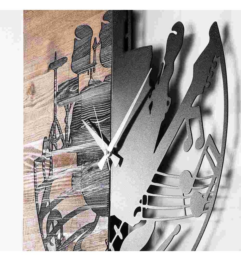 Horloge murale décorative en bois, noyer noir, bois