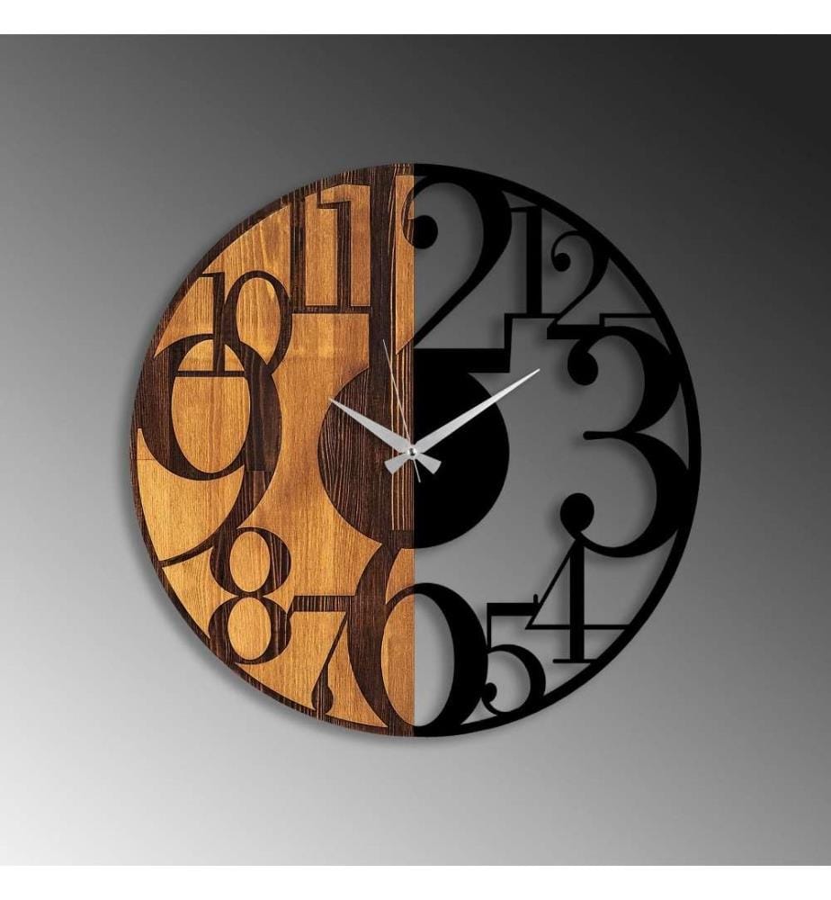 Dekorative Wanduhr aus Holz, Walnuss schwarz, Holz