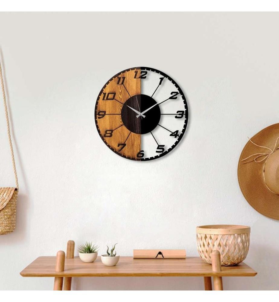 Horloge murale décorative en bois, noyer noir, bois