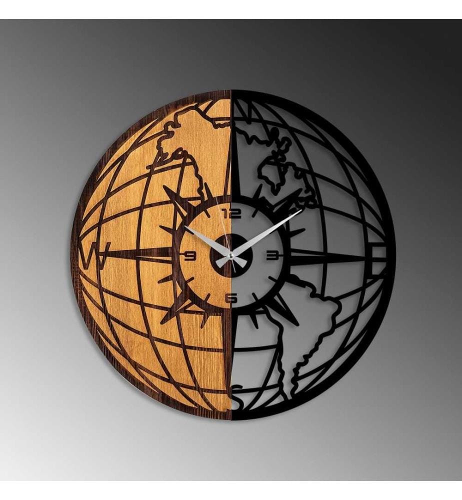 Orologio da parete decorativo in legno, noce nero, legno