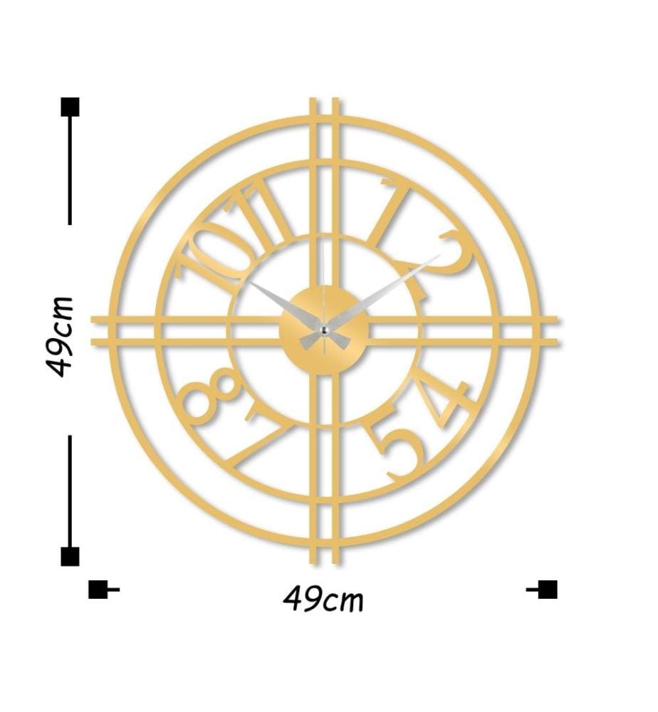 Orologio decorativo da parete in metallo, Oro, Metallo