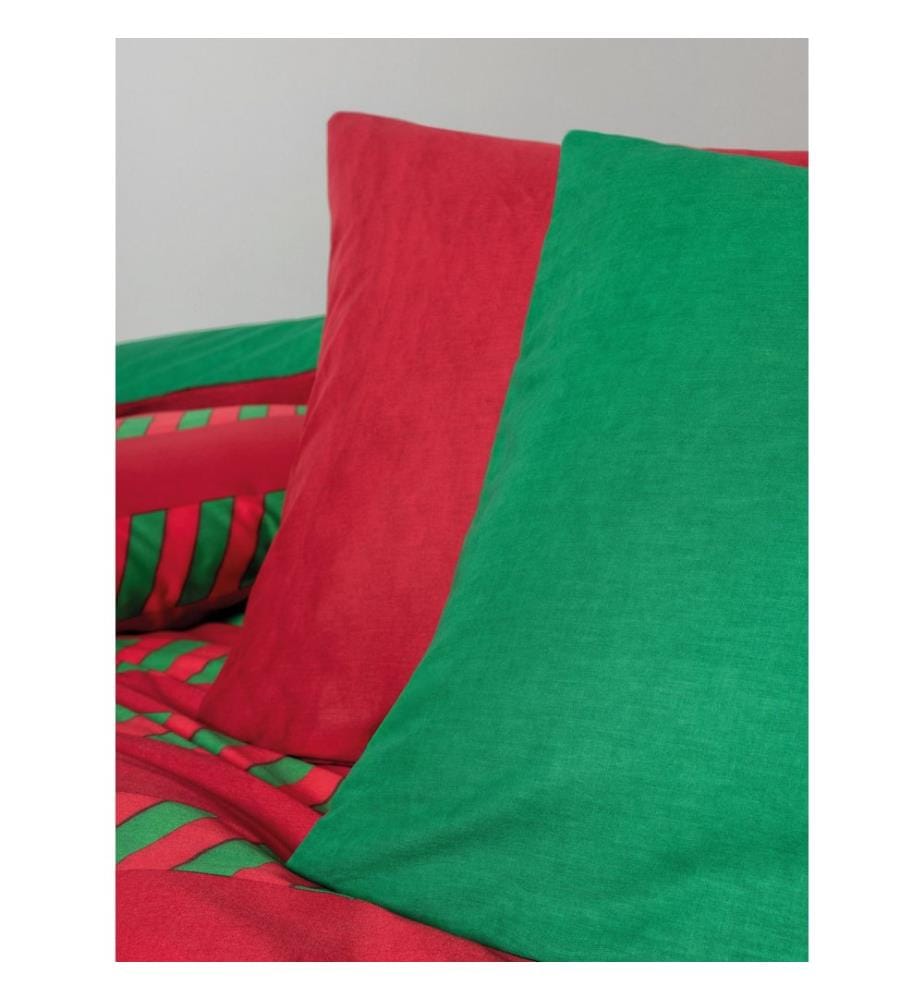 Ensemble housse de couette simple Ranforce, vert, rouge, 100 % COTON RANFORCE