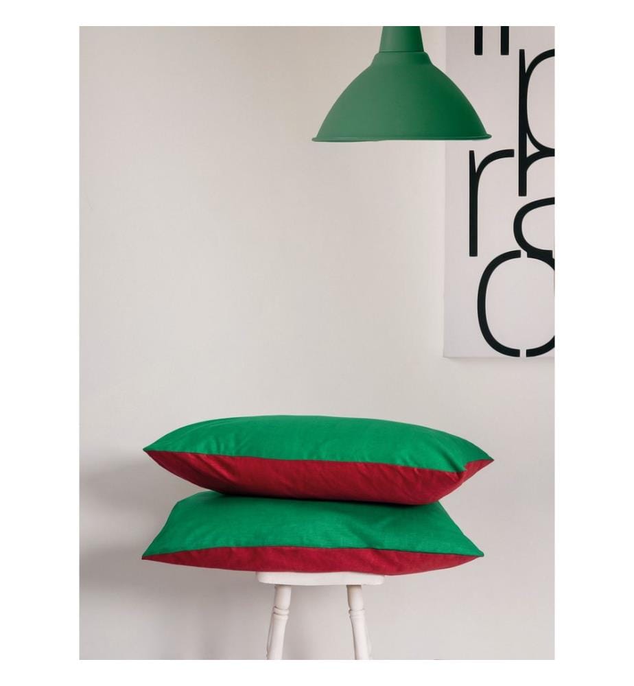 Ensemble housse de couette simple Ranforce, vert, rouge, 100 % COTON RANFORCE