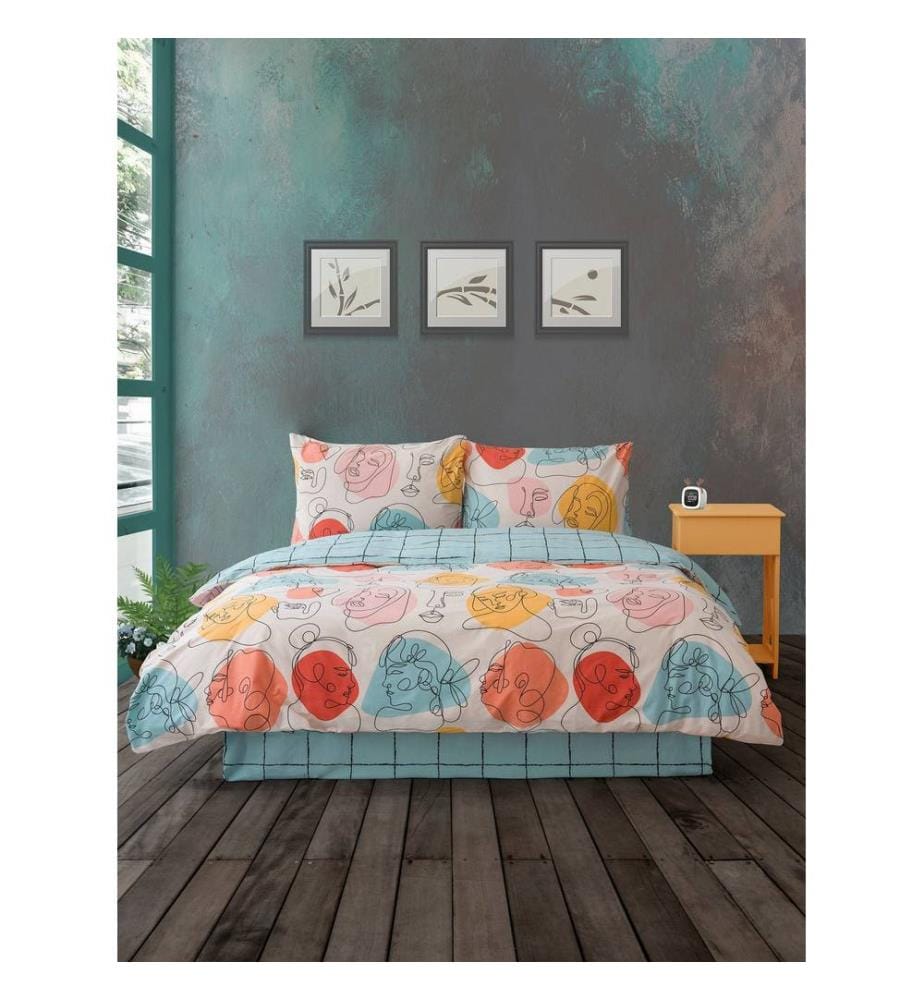 Ensemble housse de couette simple Ranforce, menthe, 100 % COTON RANFORCE