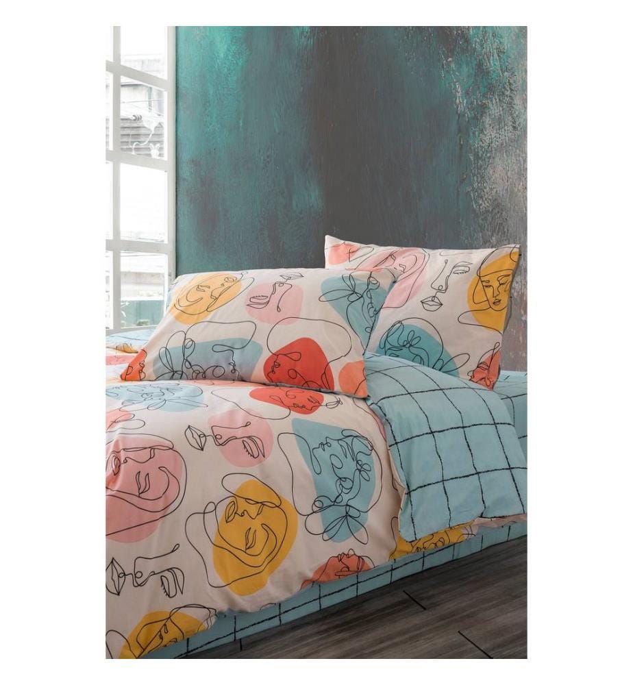 Ensemble housse de couette simple Ranforce, menthe, 100 % COTON RANFORCE